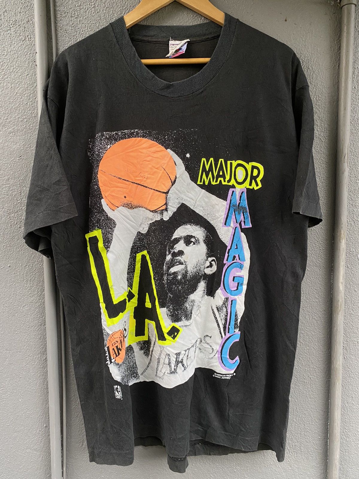 NBA × Rap Tees × Vintage Vintage Magic Johnson Major LA Lakers Raptees sz Large Size US L / EU 52-54 / 3 - 1 Thumbnail