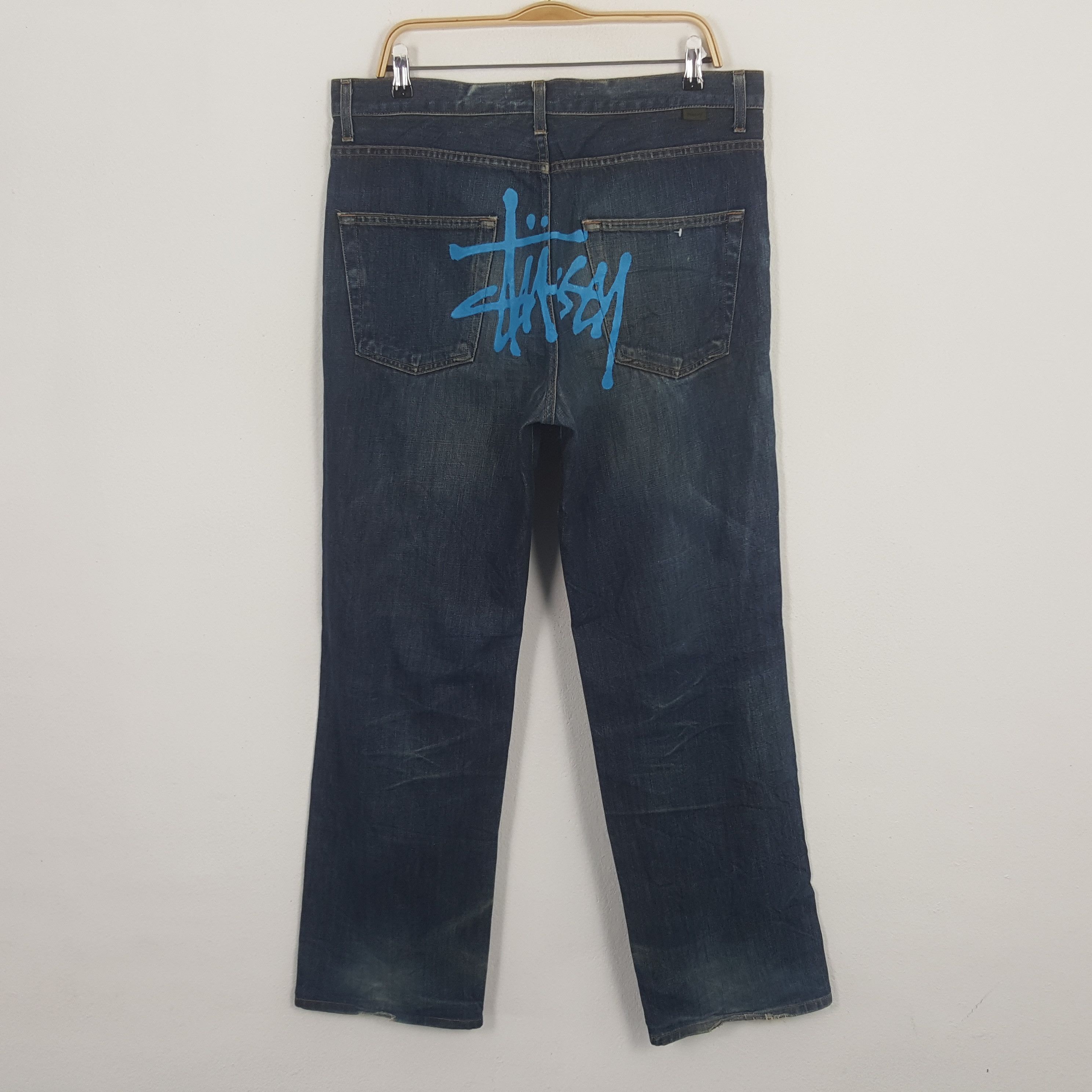 Stussy × Vintage Vintage Stussy USA Custom Blues Logo Design Denim Jeans Size US 37 - 1 Thumbnail