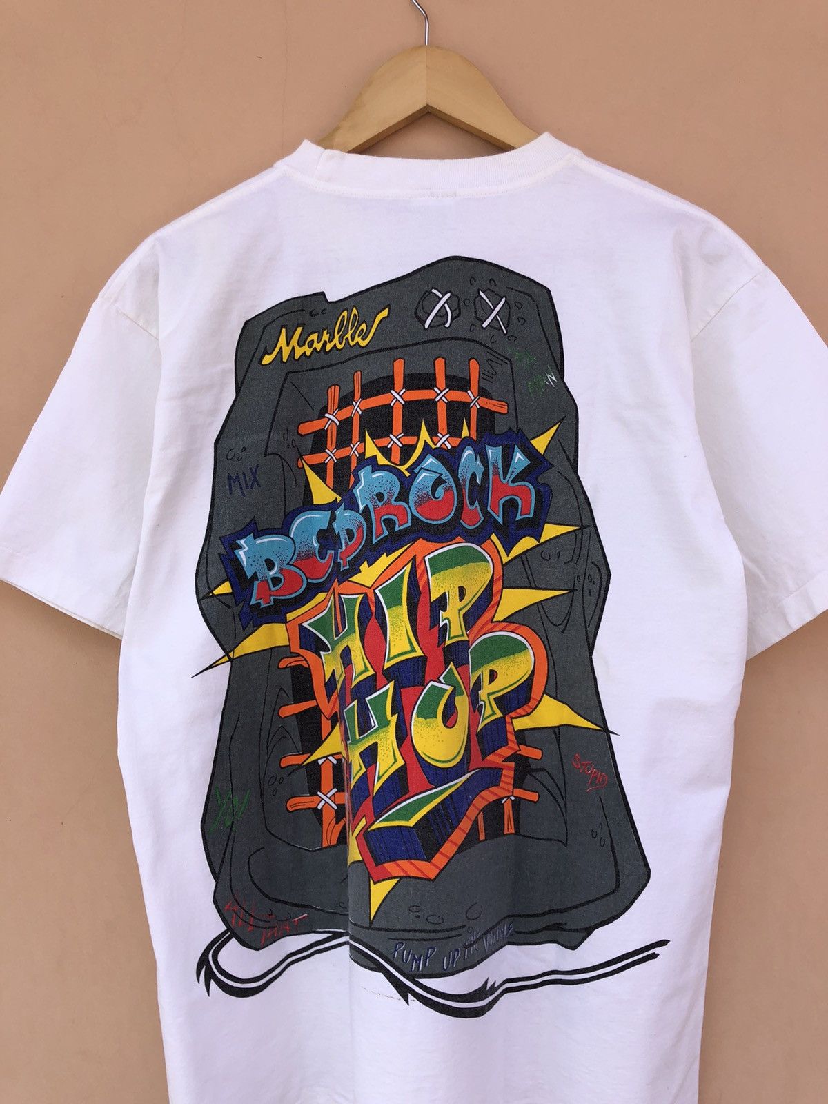 Cartoon Network Vintage 90s Flintstones Dj Fred Hip Hop Tee (Wacky Races) Size US L / EU 52-54 / 3 - 18 Thumbnail