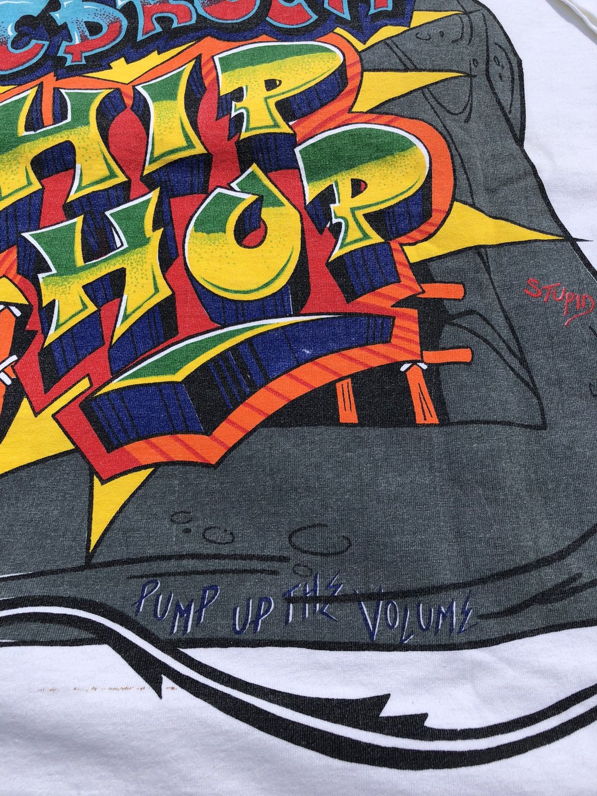 Cartoon Network Vintage 90s Flintstones Dj Fred Hip Hop Tee (Wacky Races) Size US L / EU 52-54 / 3 - 22 Thumbnail