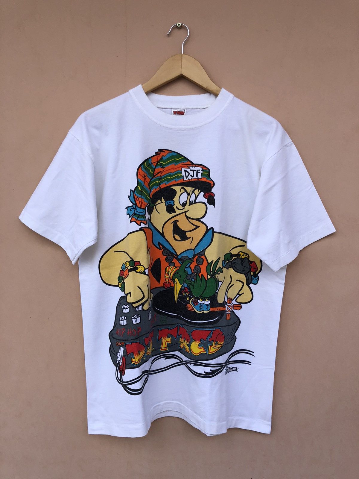 Cartoon Network Vintage 90s Flintstones Dj Fred Hip Hop Tee (Wacky Races) Size US L / EU 52-54 / 3 - 1 Thumbnail