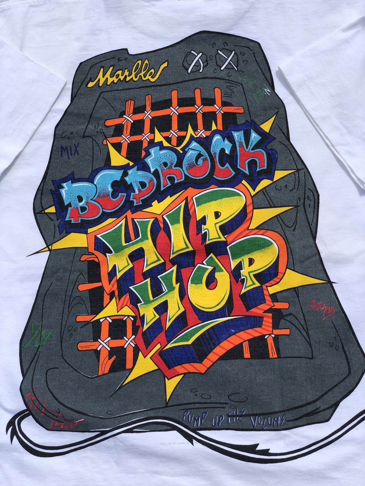 Cartoon Network Vintage 90s Flintstones Dj Fred Hip Hop Tee (Wacky Races) Size US L / EU 52-54 / 3 - 20 Thumbnail