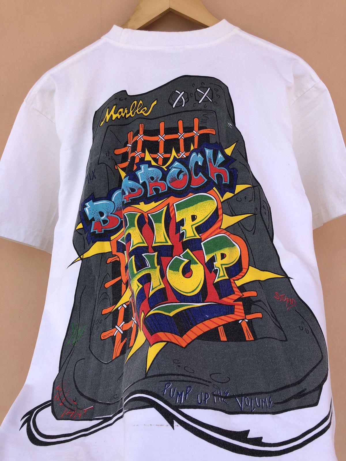 Cartoon Network Vintage 90s Flintstones Dj Fred Hip Hop Tee (Wacky Races) Size US L / EU 52-54 / 3 - 19 Thumbnail
