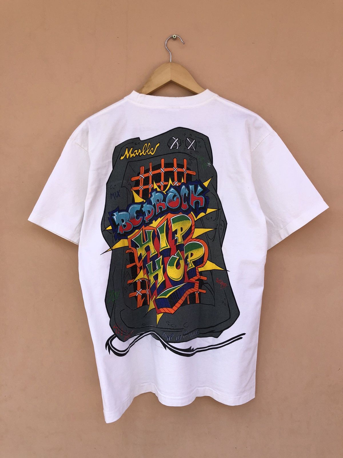 Cartoon Network Vintage 90s Flintstones Dj Fred Hip Hop Tee (Wacky Races) Size US L / EU 52-54 / 3 - 2 Thumbnail