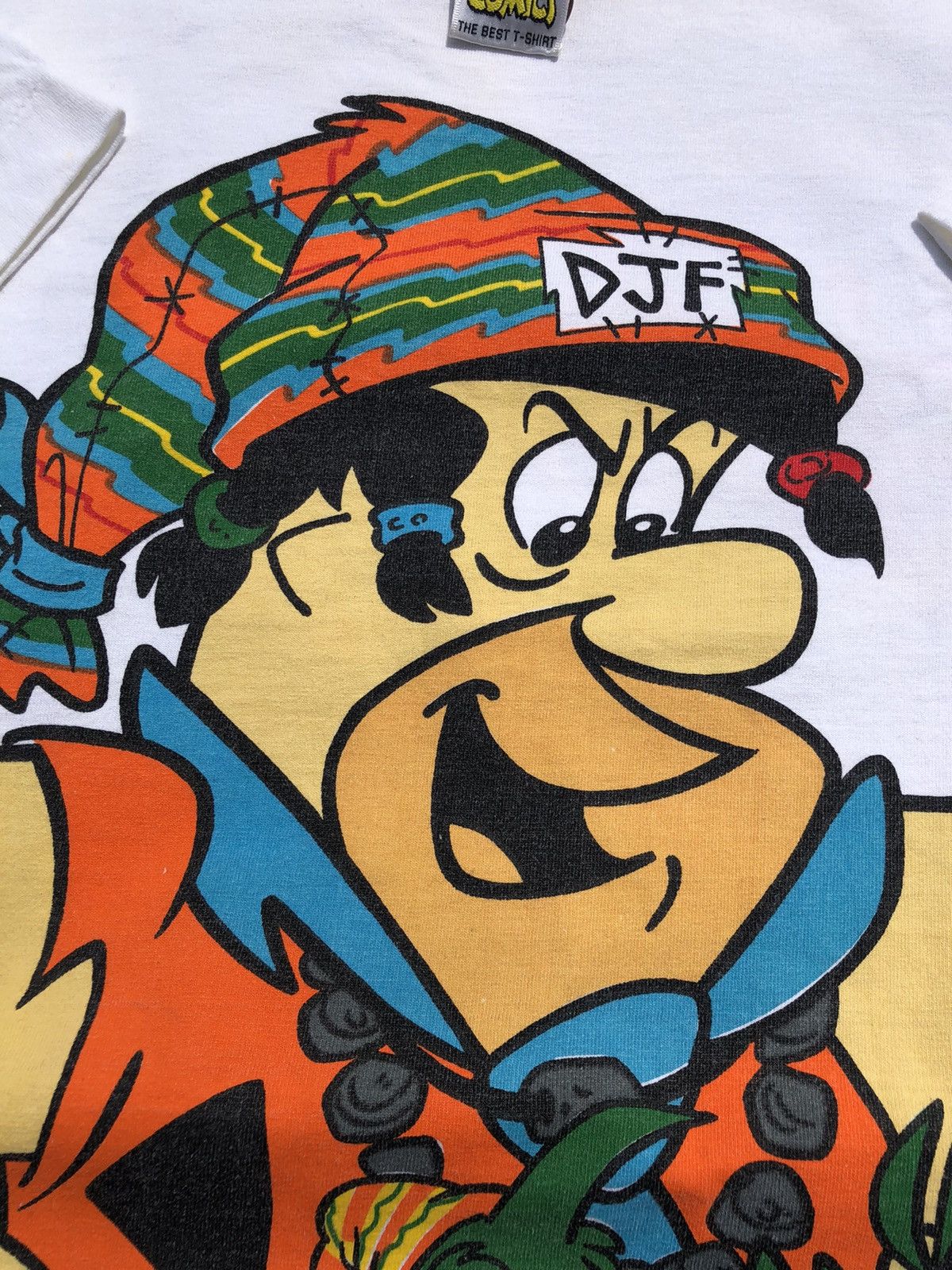 Cartoon Network Vintage 90s Flintstones Dj Fred Hip Hop Tee (Wacky Races) Size US L / EU 52-54 / 3 - 7 Thumbnail