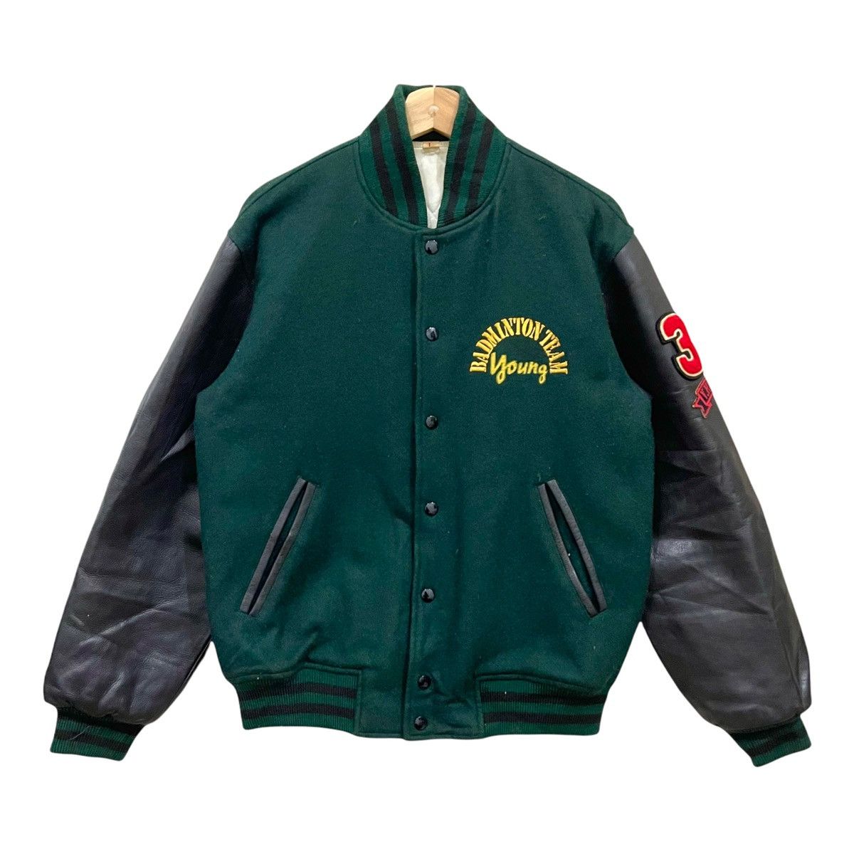 Japanese Brand Vintage 90s Japanese Brand Wool/Leather Varsity Jacket Size US L / EU 52-54 / 3 - 2 Thumbnail