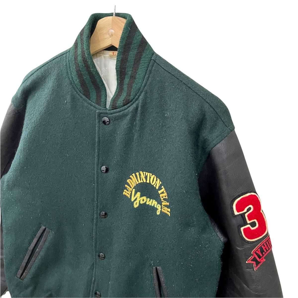 Japanese Brand Vintage 90s Japanese Brand Wool/Leather Varsity Jacket Size US L / EU 52-54 / 3 - 10 Thumbnail