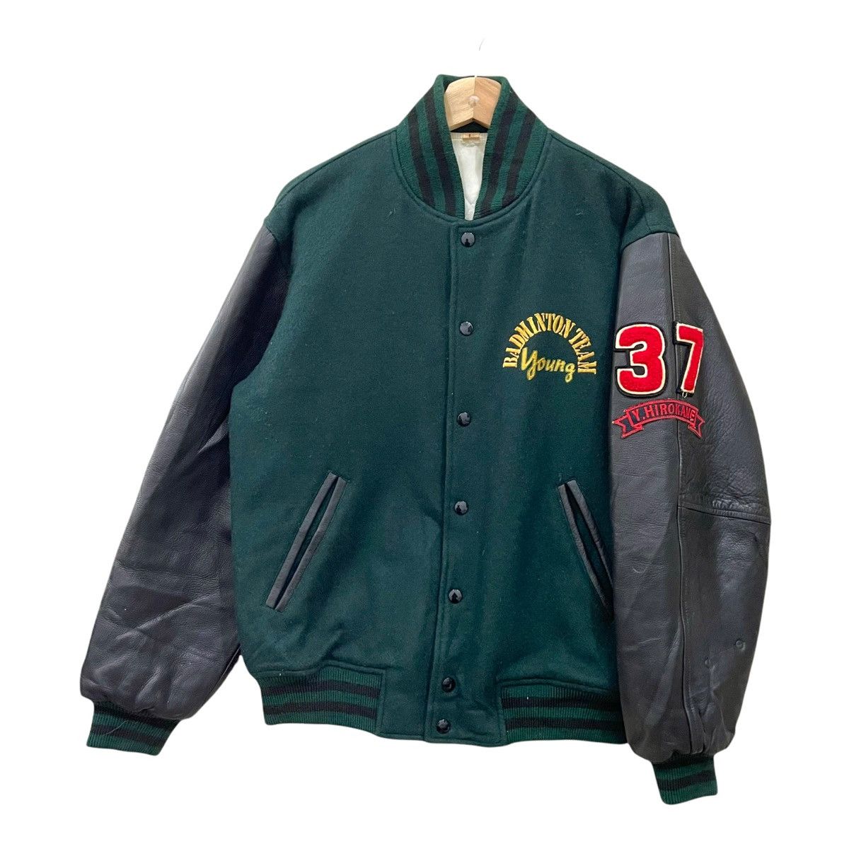 Japanese Brand Vintage 90s Japanese Brand Wool/Leather Varsity Jacket Size US L / EU 52-54 / 3 - 12 Thumbnail