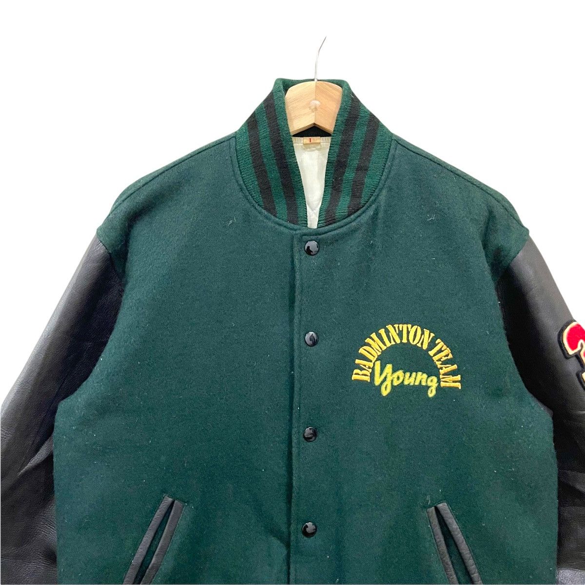 Japanese Brand Vintage 90s Japanese Brand Wool/Leather Varsity Jacket Size US L / EU 52-54 / 3 - 8 Thumbnail