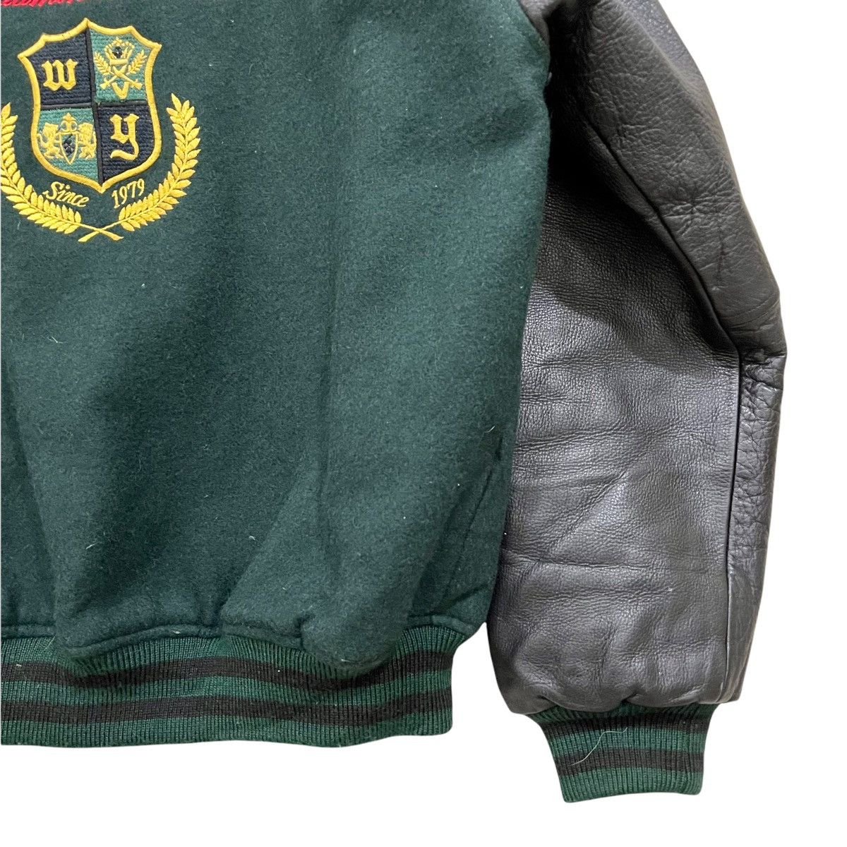 Japanese Brand Vintage 90s Japanese Brand Wool/Leather Varsity Jacket Size US L / EU 52-54 / 3 - 13 Thumbnail