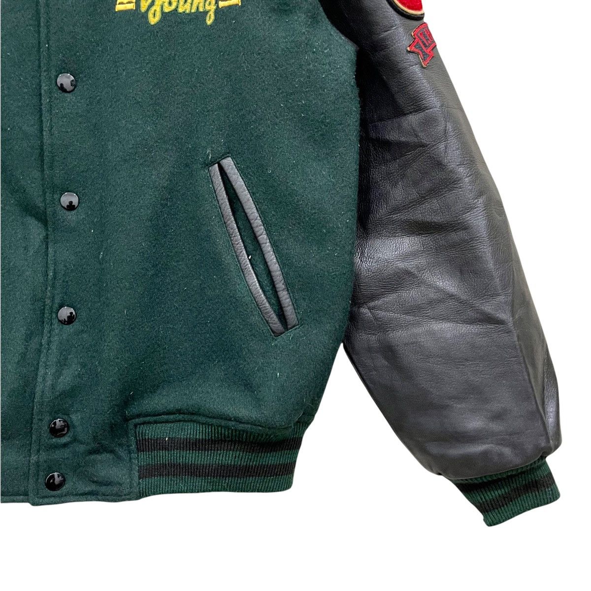 Japanese Brand Vintage 90s Japanese Brand Wool/Leather Varsity Jacket Size US L / EU 52-54 / 3 - 4 Thumbnail