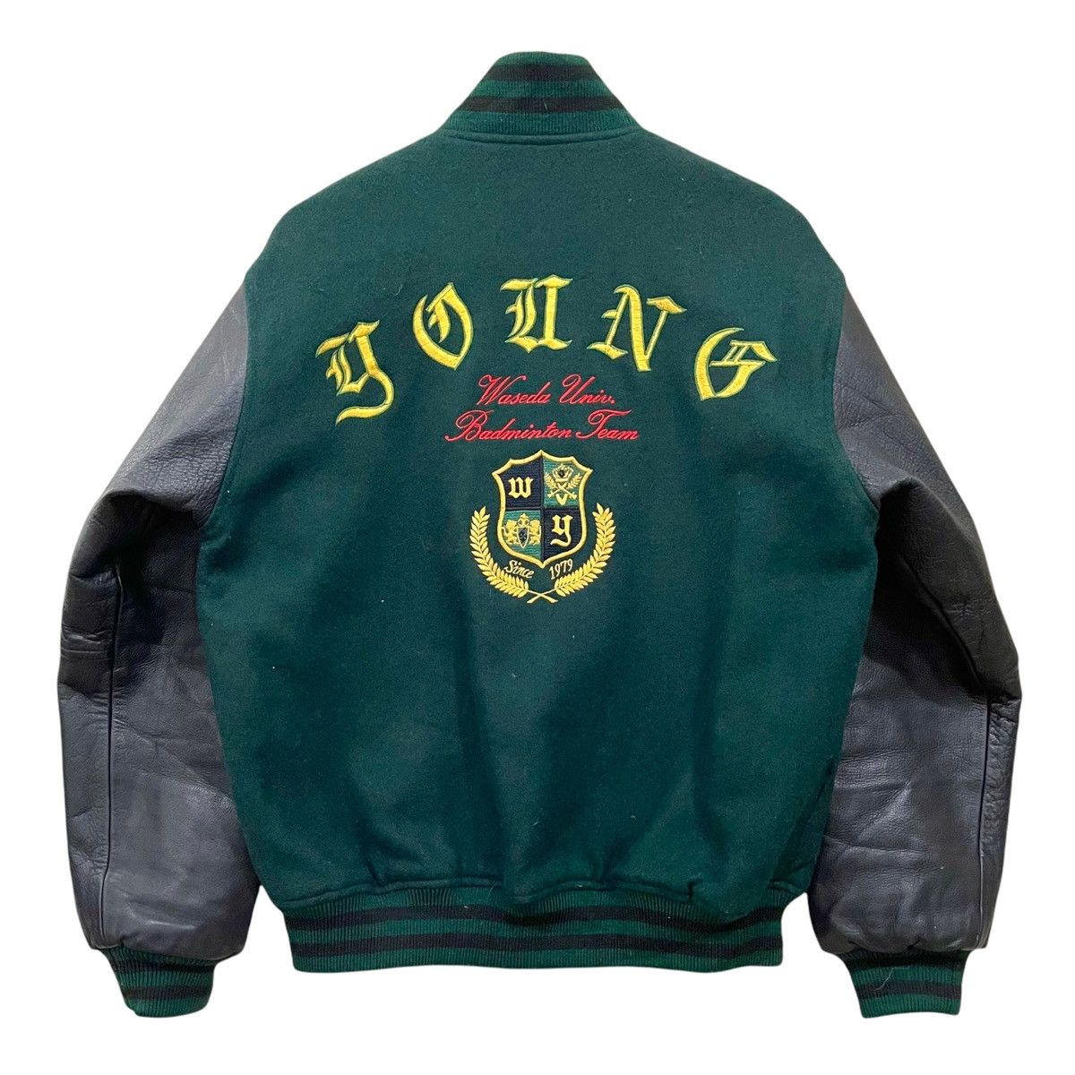 Japanese Brand Vintage 90s Japanese Brand Wool/Leather Varsity Jacket Size US L / EU 52-54 / 3 - 1 Thumbnail