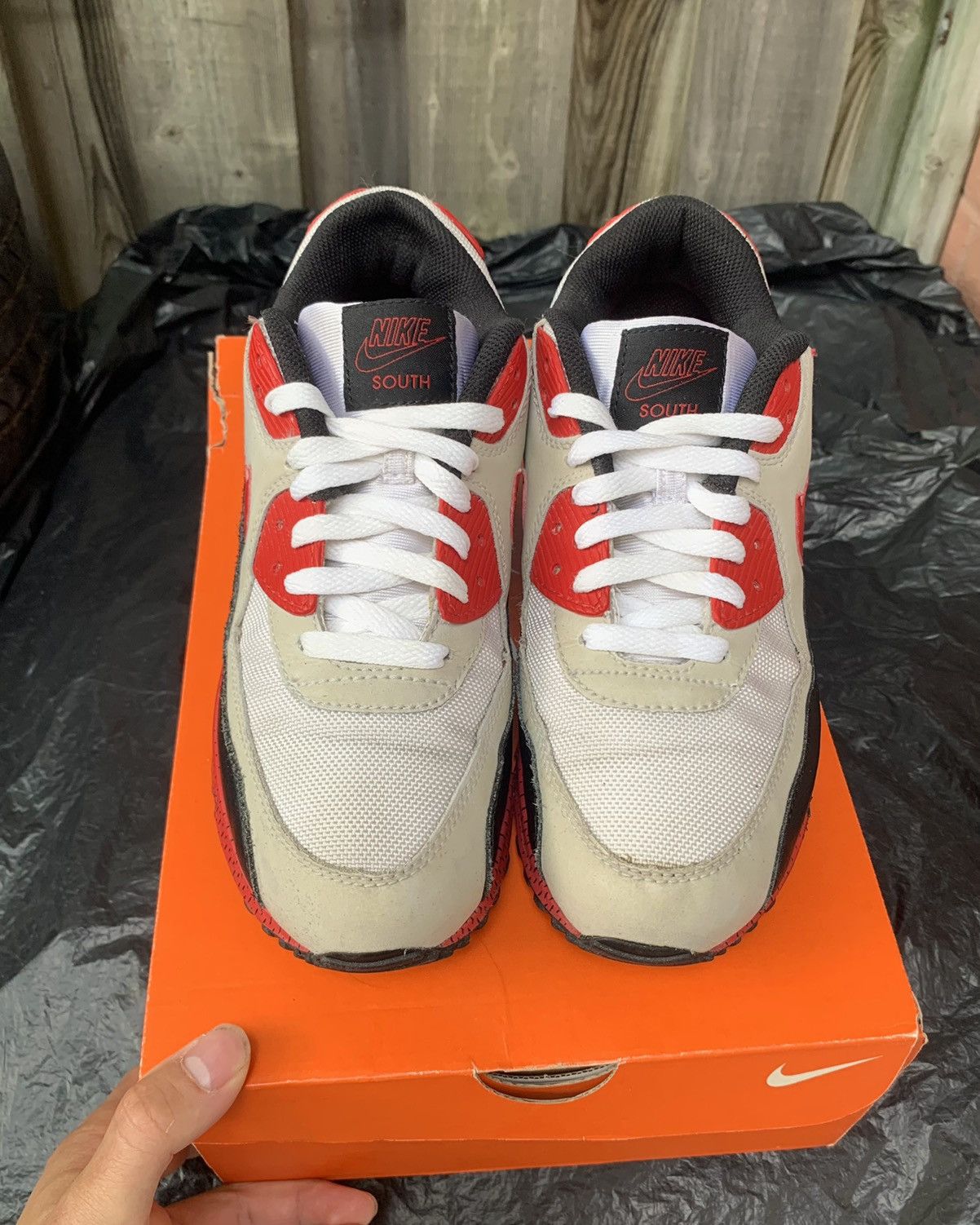 Nike Air Max 90 White | Sport Red Neutral Grey Size US 8.5 / EU 41-42 - 3 Thumbnail