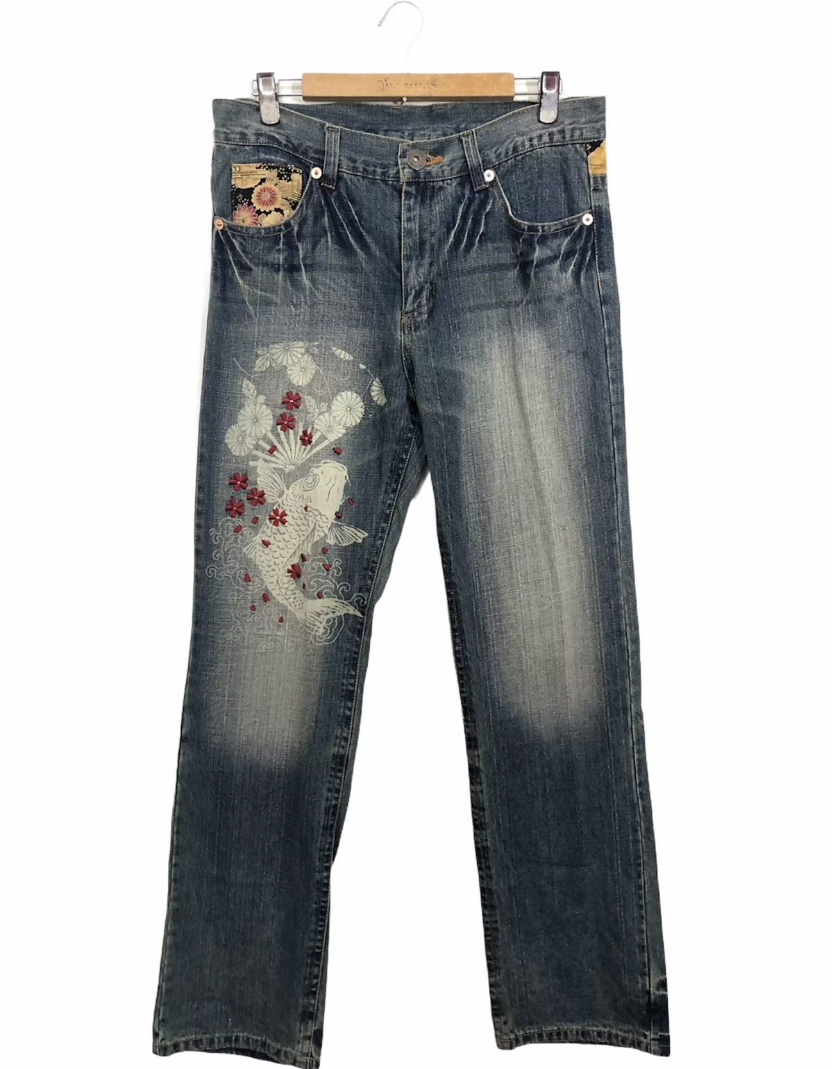 Japanese Brand Japanese Koi Fish Motive Jeans Size US 34 / EU 50 - 1 Thumbnail