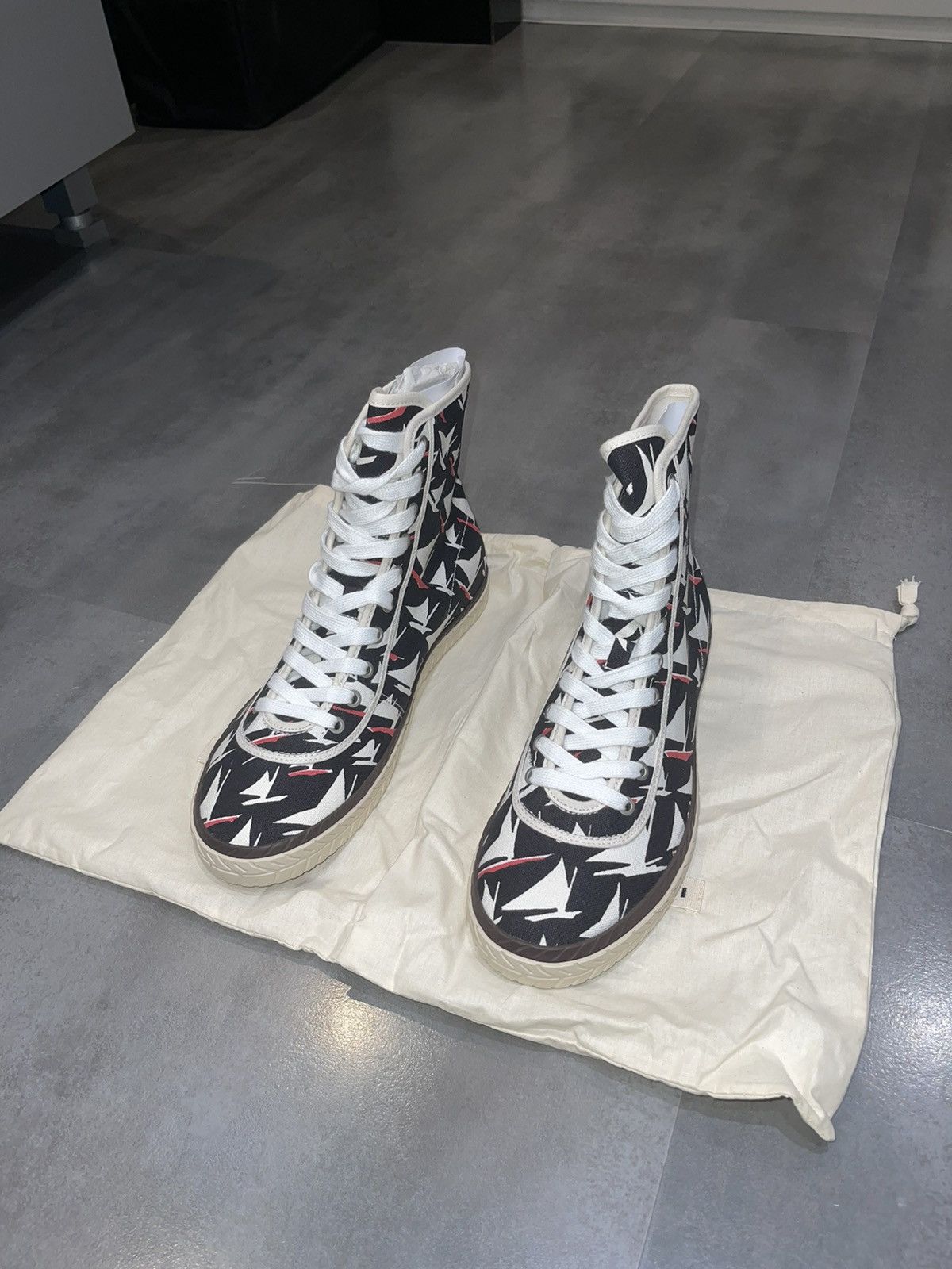 Marni SS18 Marni Canvas Multicolor High-Top Sneakers Size US 10 / EU 43 - 1 Thumbnail