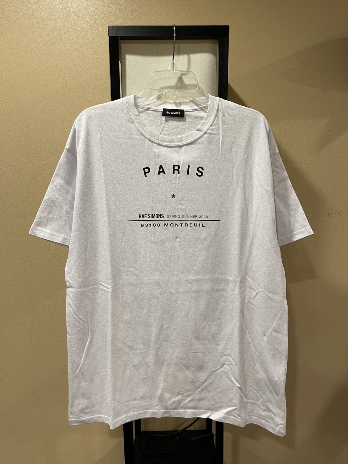 image of Raf Simons Ss19 Oversized Tour Paris White Tee, Men's (Size Medium)