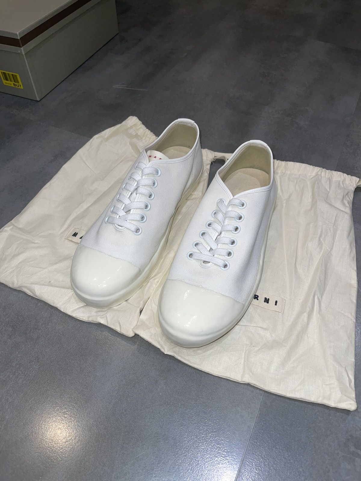 Marni SS20 Marni Logo Rubber Low-Top White Sneakers Size US 10 / EU 43 - 3 Thumbnail