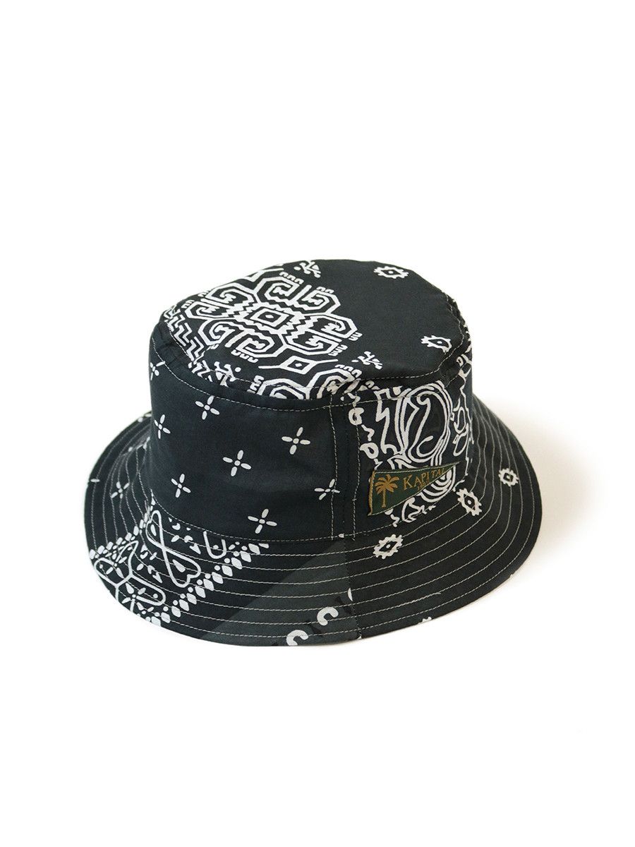 image of Kapital Bandana Patchwork Bucket Hat (Short Brim) in Black, Men's