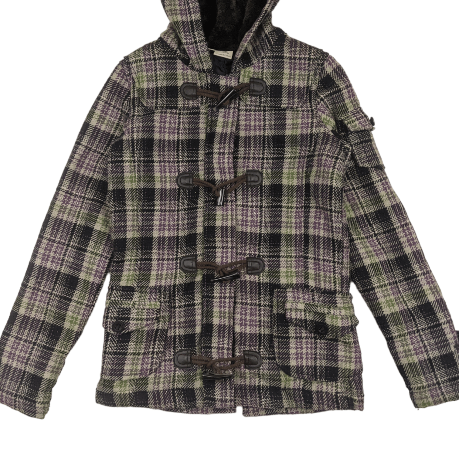 Element ELEMENT Check Frog Closure Winter Wool Jacket Hoodie Size S / US 4 / IT 40 - 2 Thumbnail