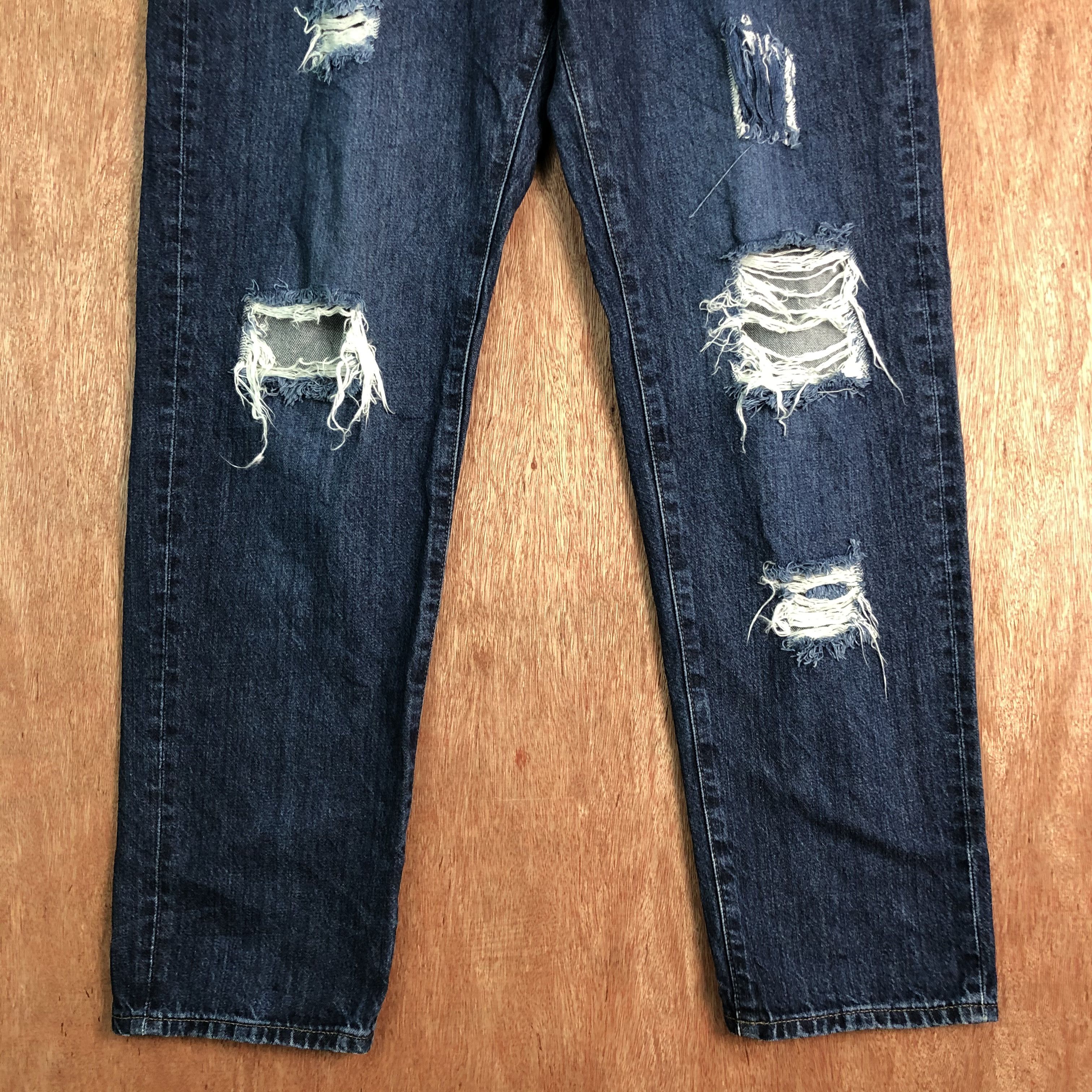Uniqlo DLL Uniqlo japan Distressed Blue Denim Pants #c084 Size US 33 - 3 Thumbnail