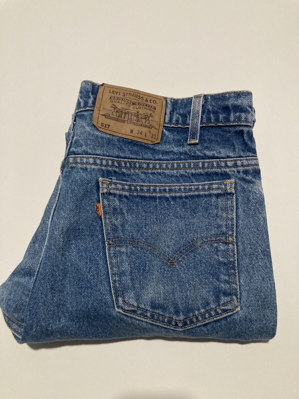 90'S Levi's 517 Orange Tab Bootcut Denim Pants Made in USA Men's W35 Vintage cotton blue type Vintage Second Hand
