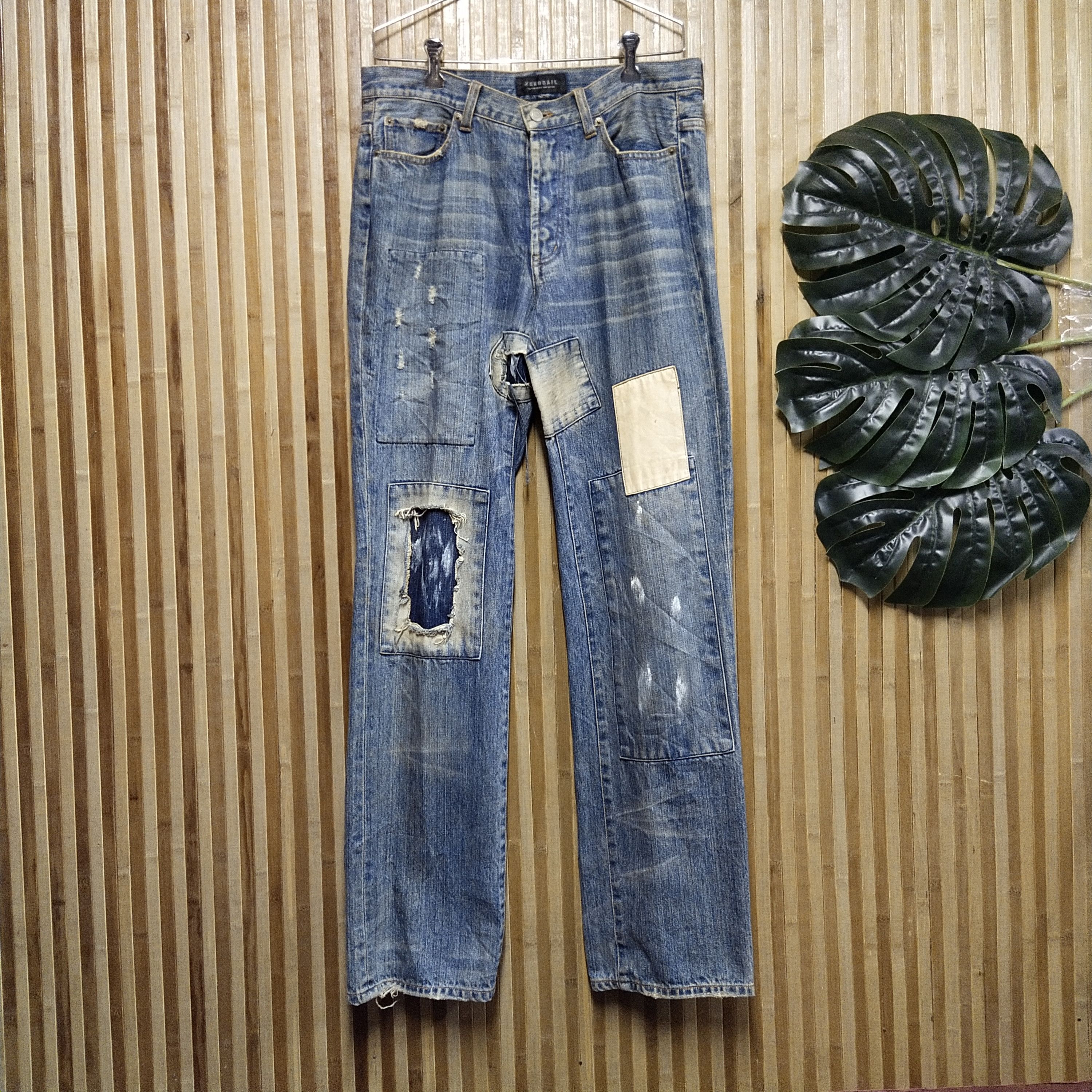 Japanese Brand Japanese Brand Patchwork Jeans Distressed Jeans Size US 32 / EU 48 - 1 Thumbnail