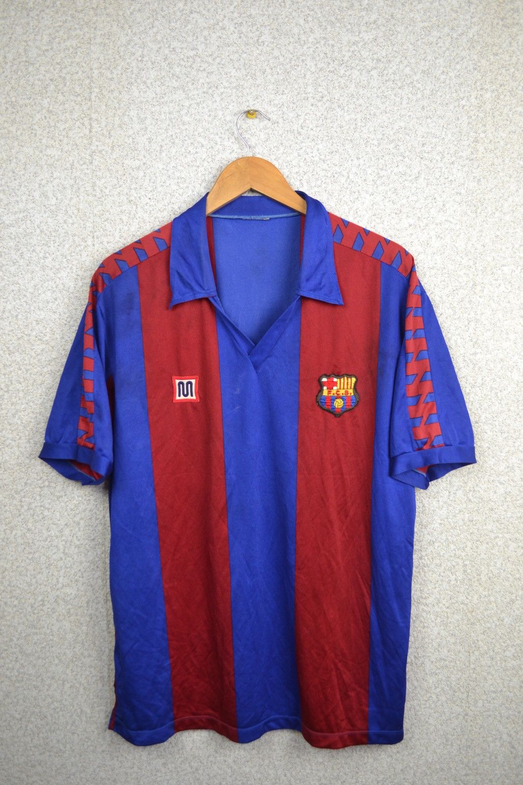 image of F C Barcelona x Soccer Jersey Fc Barcelona Vintage 1984 1989 Meyba Soccer Football Jersey (Size Lar