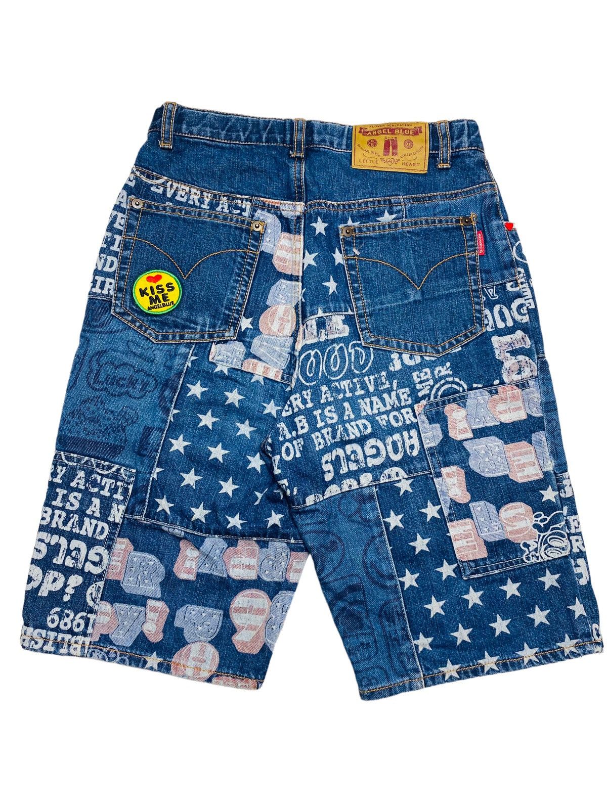 Hysteric Glamour 1990s Angel Blue - Patchwork Star Short Denim Size US 28 / EU 44 - 2 Thumbnail