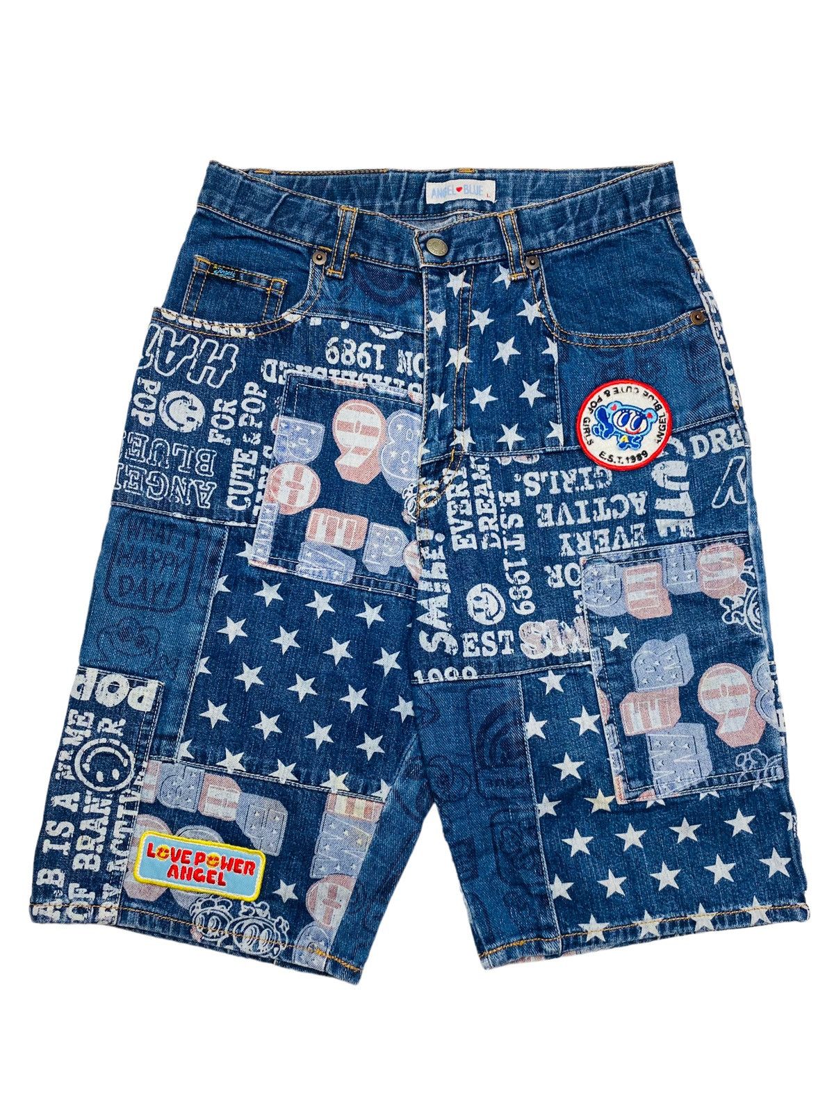 1990s Angel Blue - Patchwork Star Short Denim