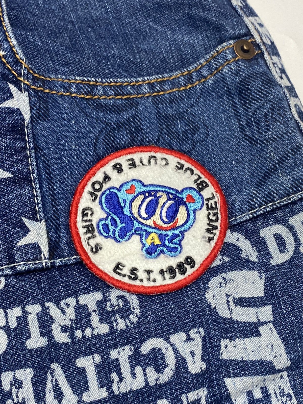 Hysteric Glamour 1990s Angel Blue - Patchwork Star Short Denim Size US 28 / EU 44 - 6 Thumbnail