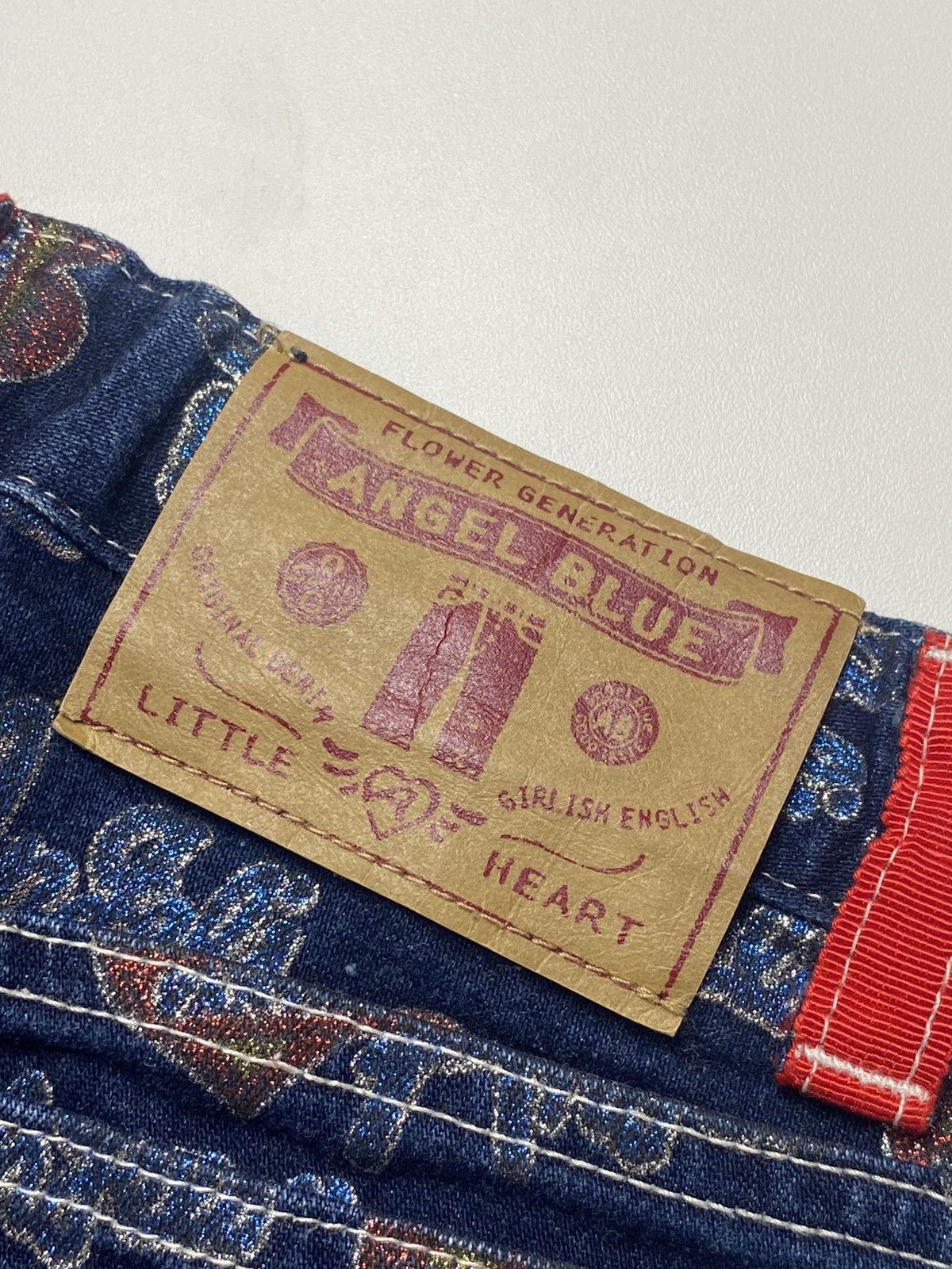 Hysteric Glamour 1990s Angel Blue - Glitter Print Short Denim Size US 28 / EU 44 - 5 Thumbnail