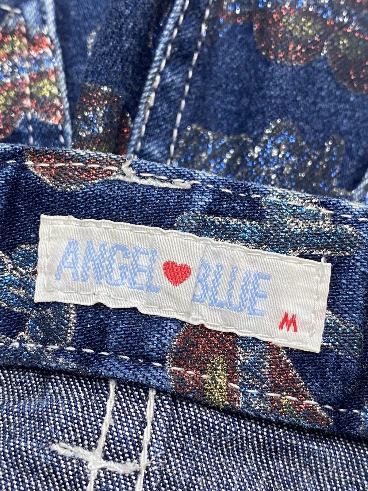 Hysteric Glamour 1990s Angel Blue - Glitter Print Short Denim Size US 28 / EU 44 - 6 Thumbnail