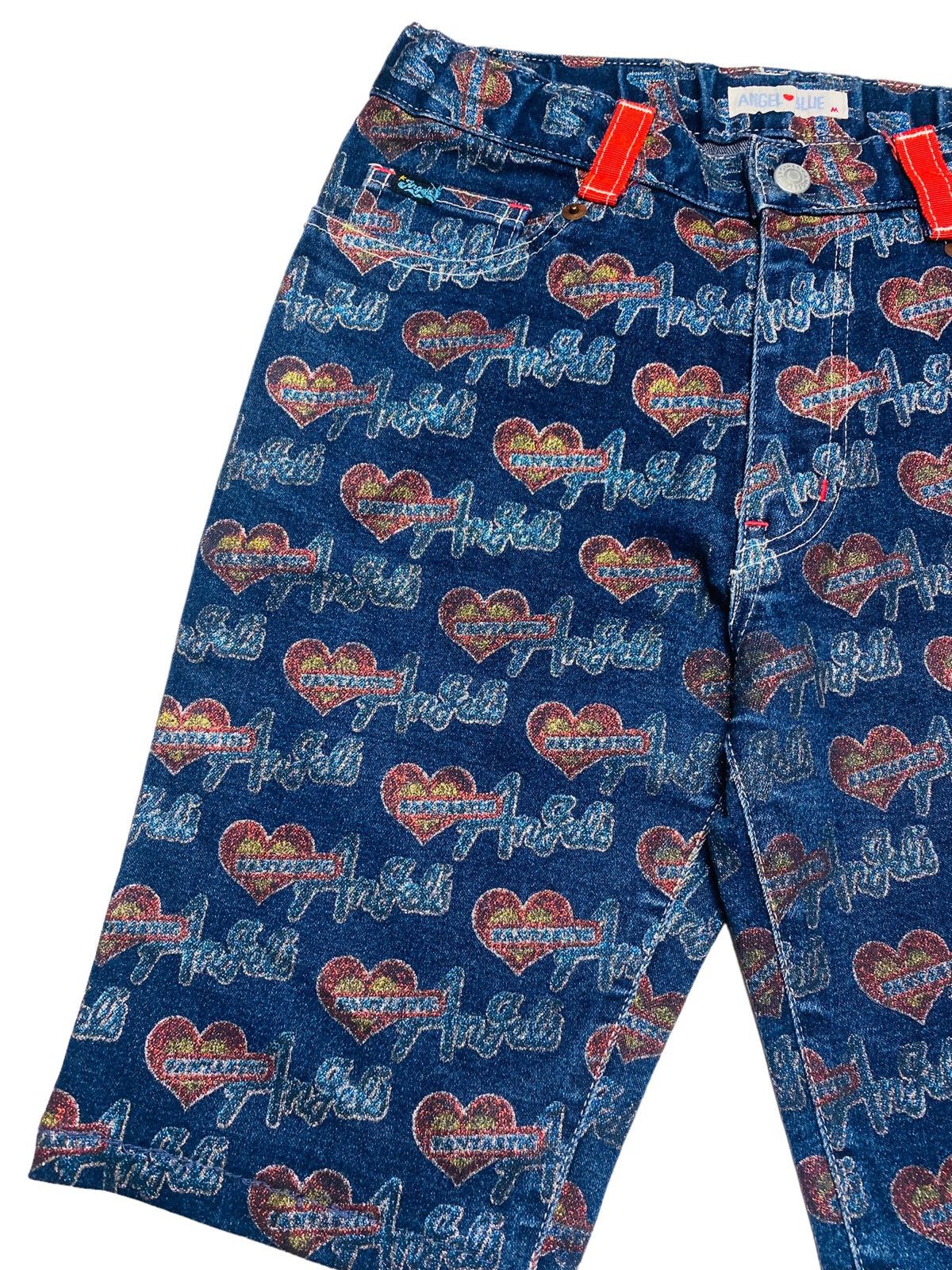 Hysteric Glamour 1990s Angel Blue - Glitter Print Short Denim Size US 28 / EU 44 - 3 Thumbnail