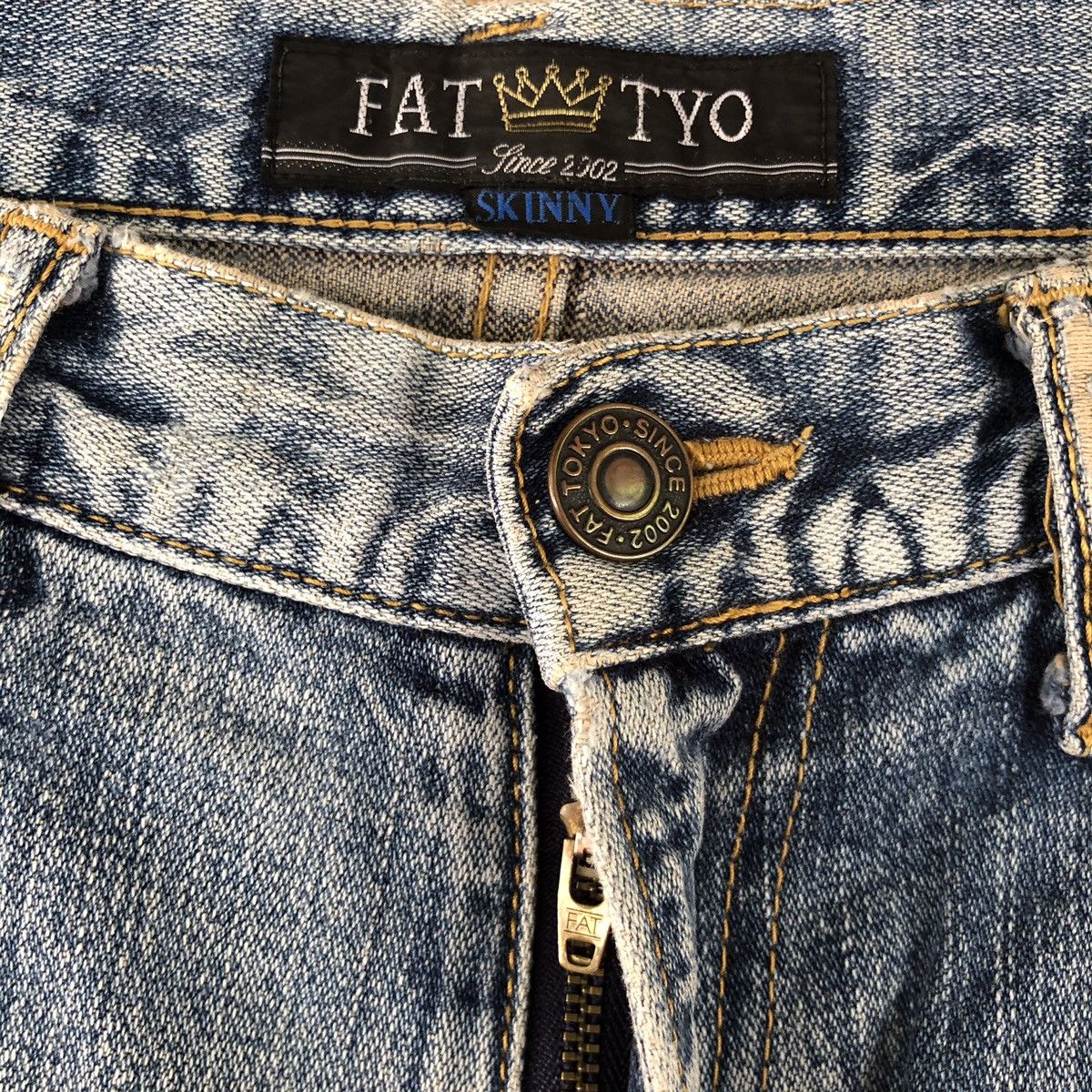 Japanese Brand Vintage Fat Tokyo selvedge baggy jeans distressed denim Size US 34 / EU 50 - 3 Thumbnail
