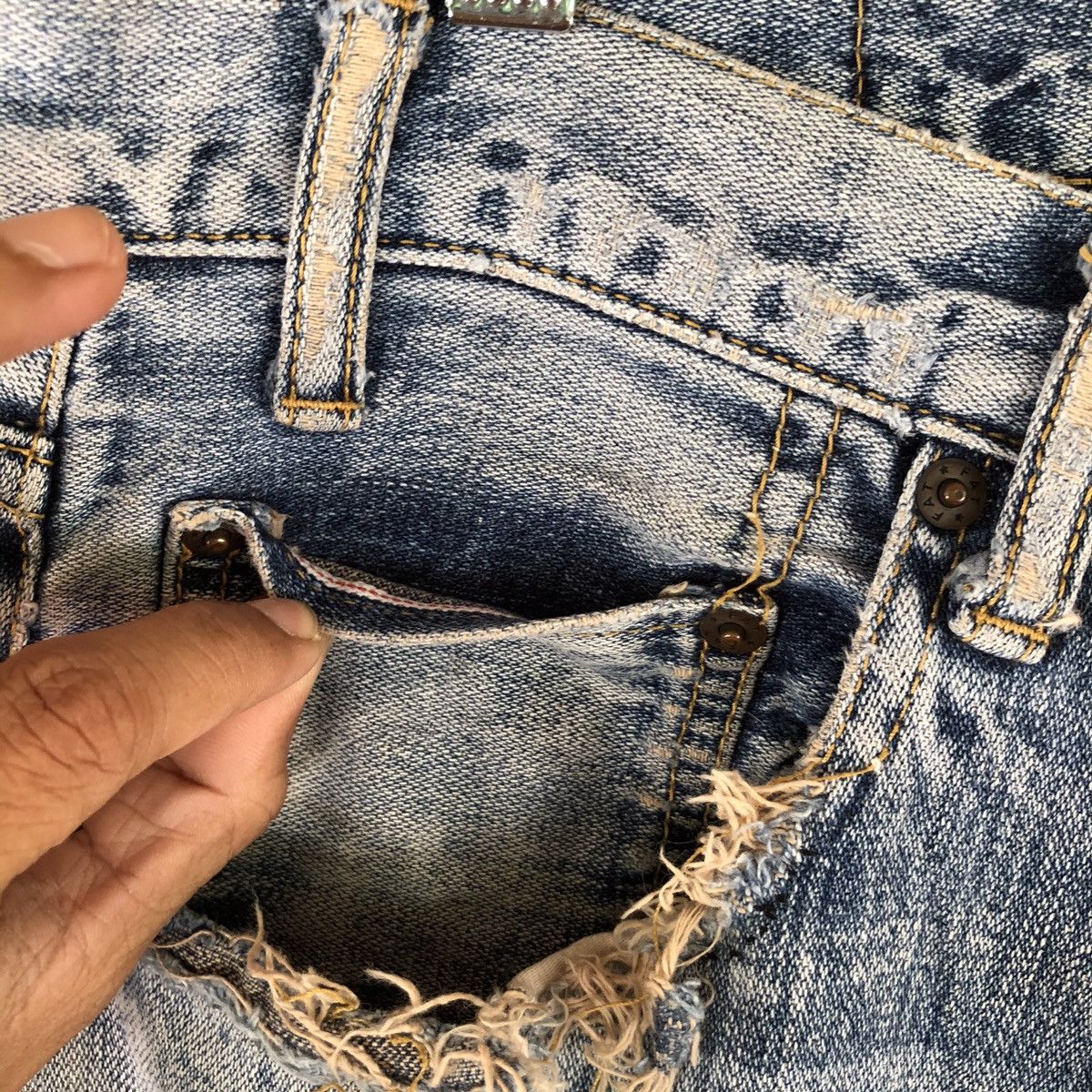 Japanese Brand Vintage Fat Tokyo selvedge baggy jeans distressed denim Size US 34 / EU 50 - 4 Thumbnail