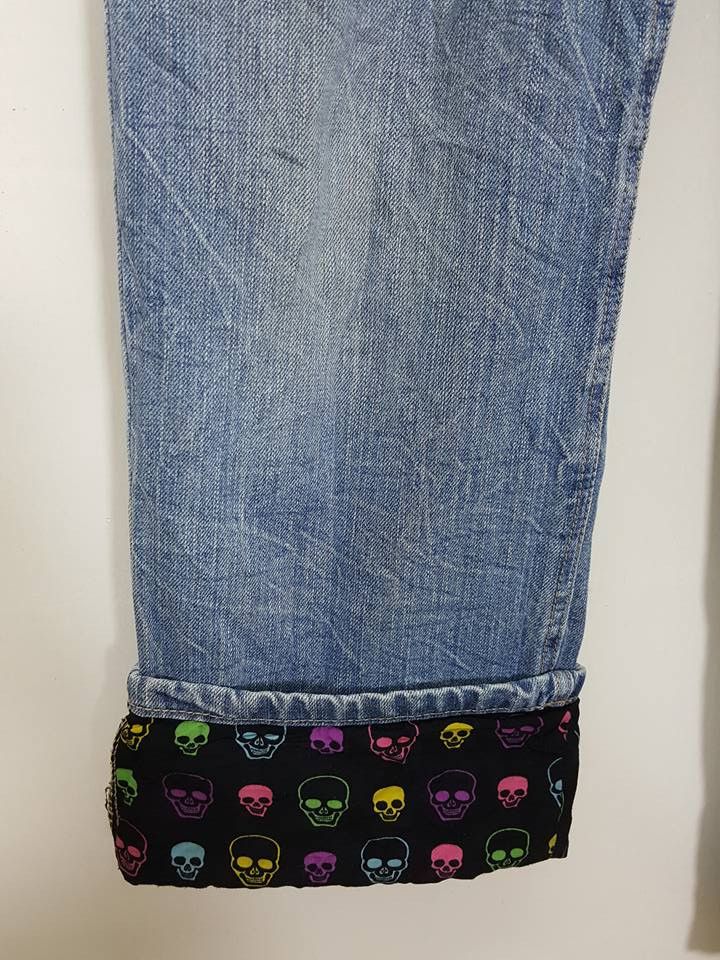 Designer Japanese Patchwork Art Pattern Distressed Pant Size US 29 - 17 Thumbnail