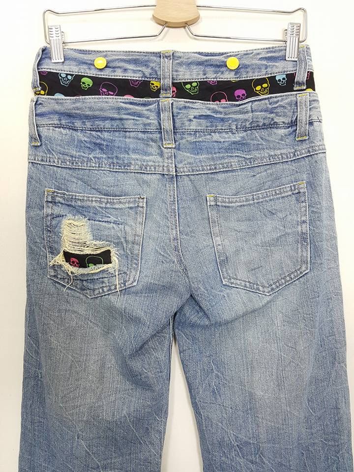 Designer Japanese Patchwork Art Pattern Distressed Pant Size US 29 - 9 Thumbnail