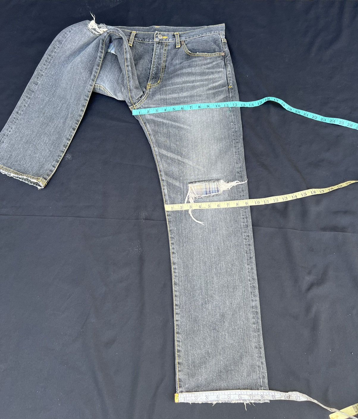 Vintage Trashed GRAND CANYON Japan Ripped Fade Black Denim Jeans Size US 34 / EU 50 - 20 Thumbnail
