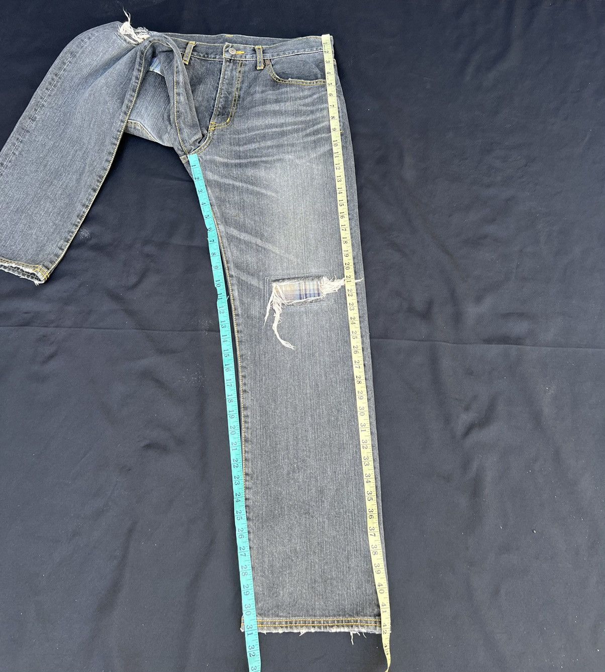 Vintage Trashed GRAND CANYON Japan Ripped Fade Black Denim Jeans Size US 34 / EU 50 - 21 Thumbnail