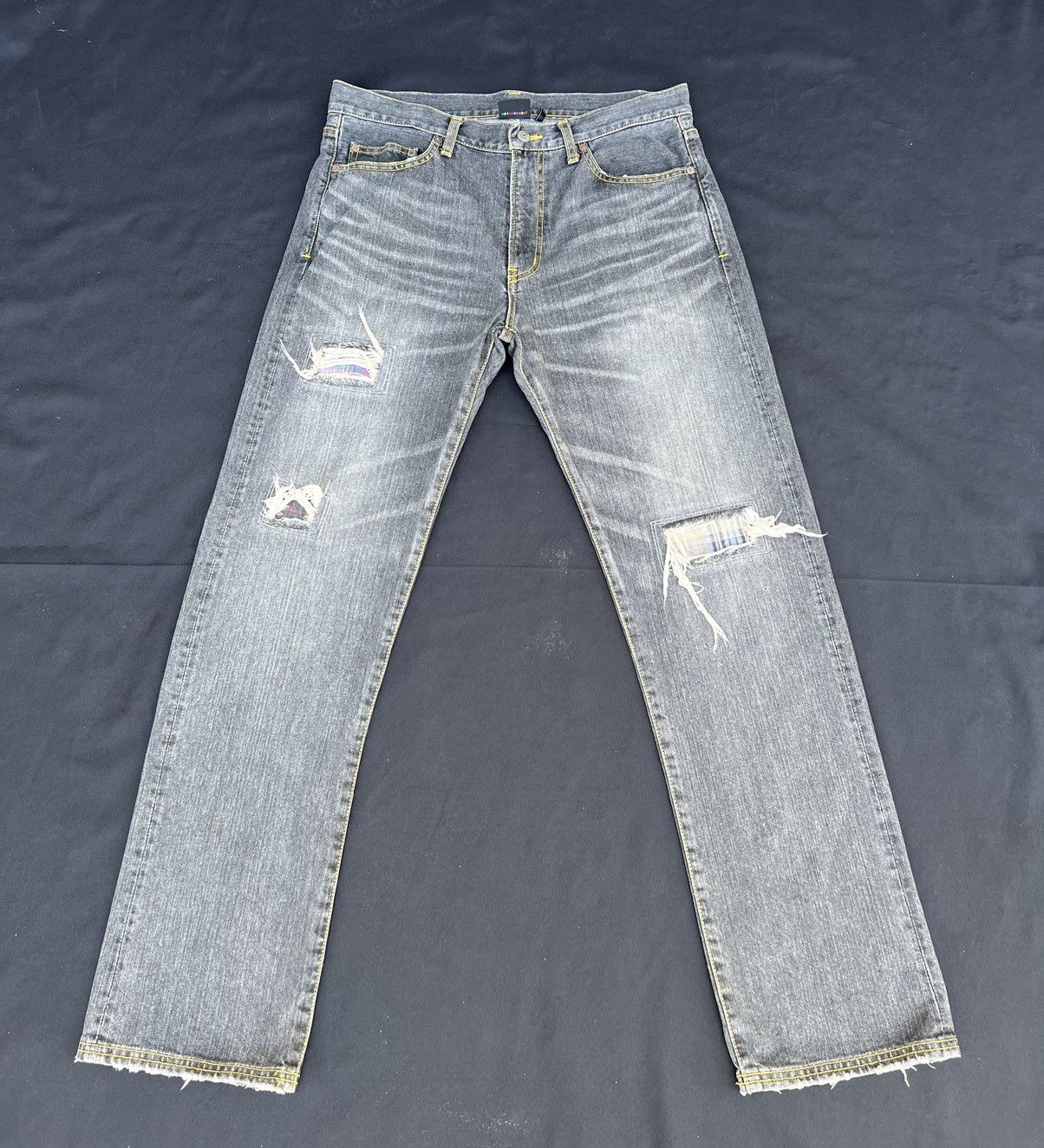 Vintage Trashed GRAND CANYON Japan Ripped Fade Black Denim Jeans Size US 34 / EU 50 - 18 Thumbnail