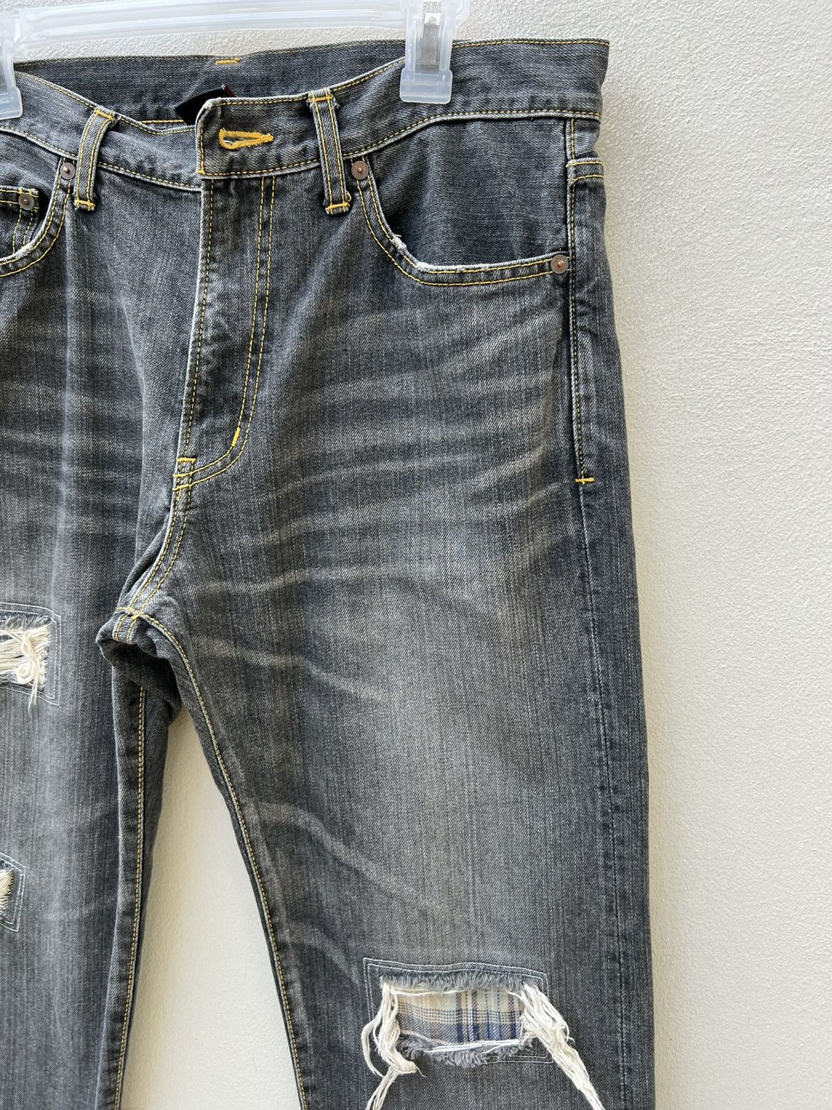 Vintage Trashed GRAND CANYON Japan Ripped Fade Black Denim Jeans Size US 34 / EU 50 - 6 Thumbnail