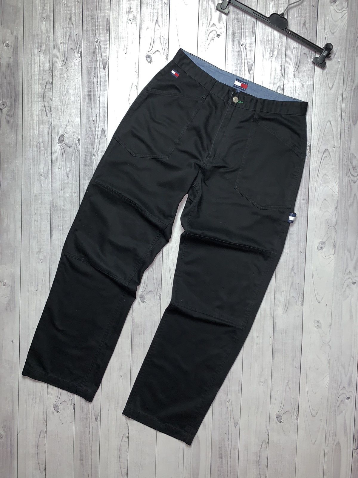 Tommy Hilfiger × Vintage Vintage cargo pants Tommy Hilfiger logo pocket rare black Size US 32 / EU 48 - 3 Thumbnail