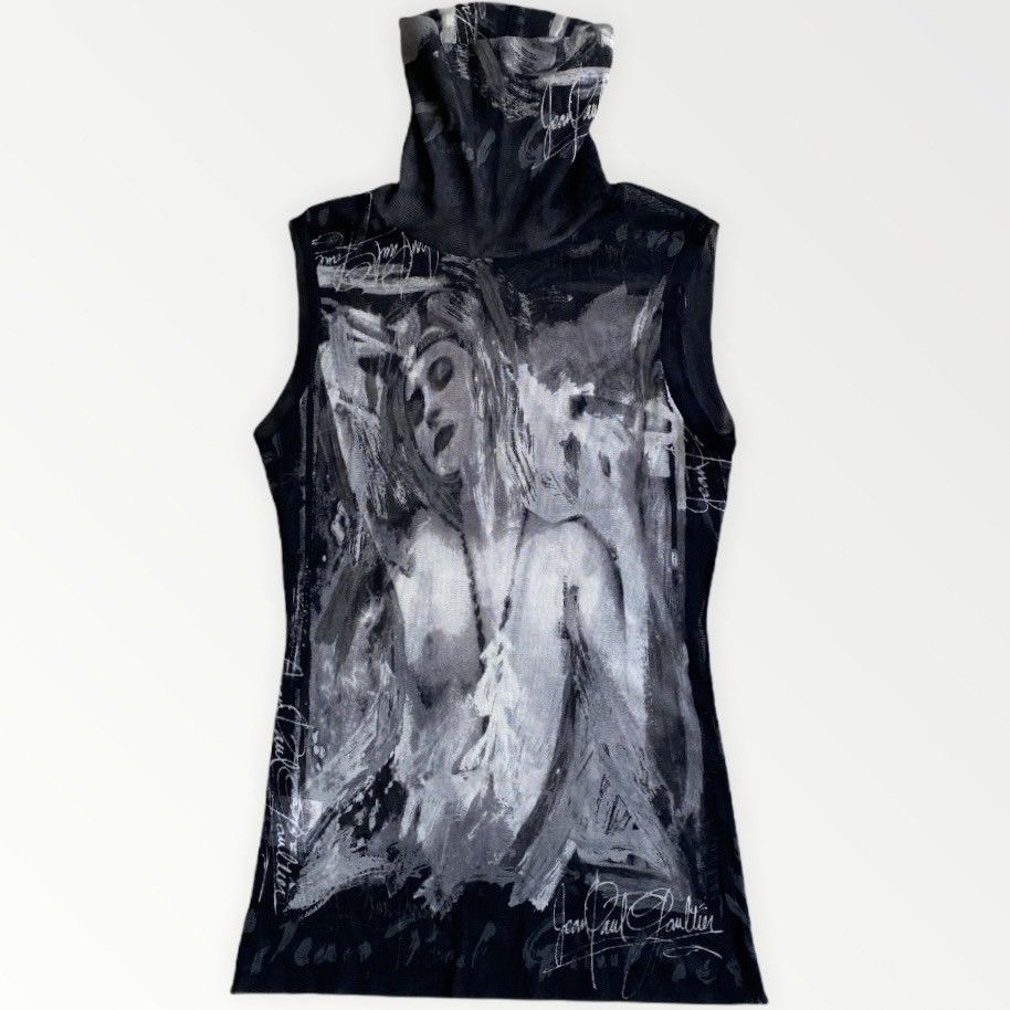 image of Jean Paul Gaultier Vintage Mesh Turtleneck Top in Black, Men's (Size XS)