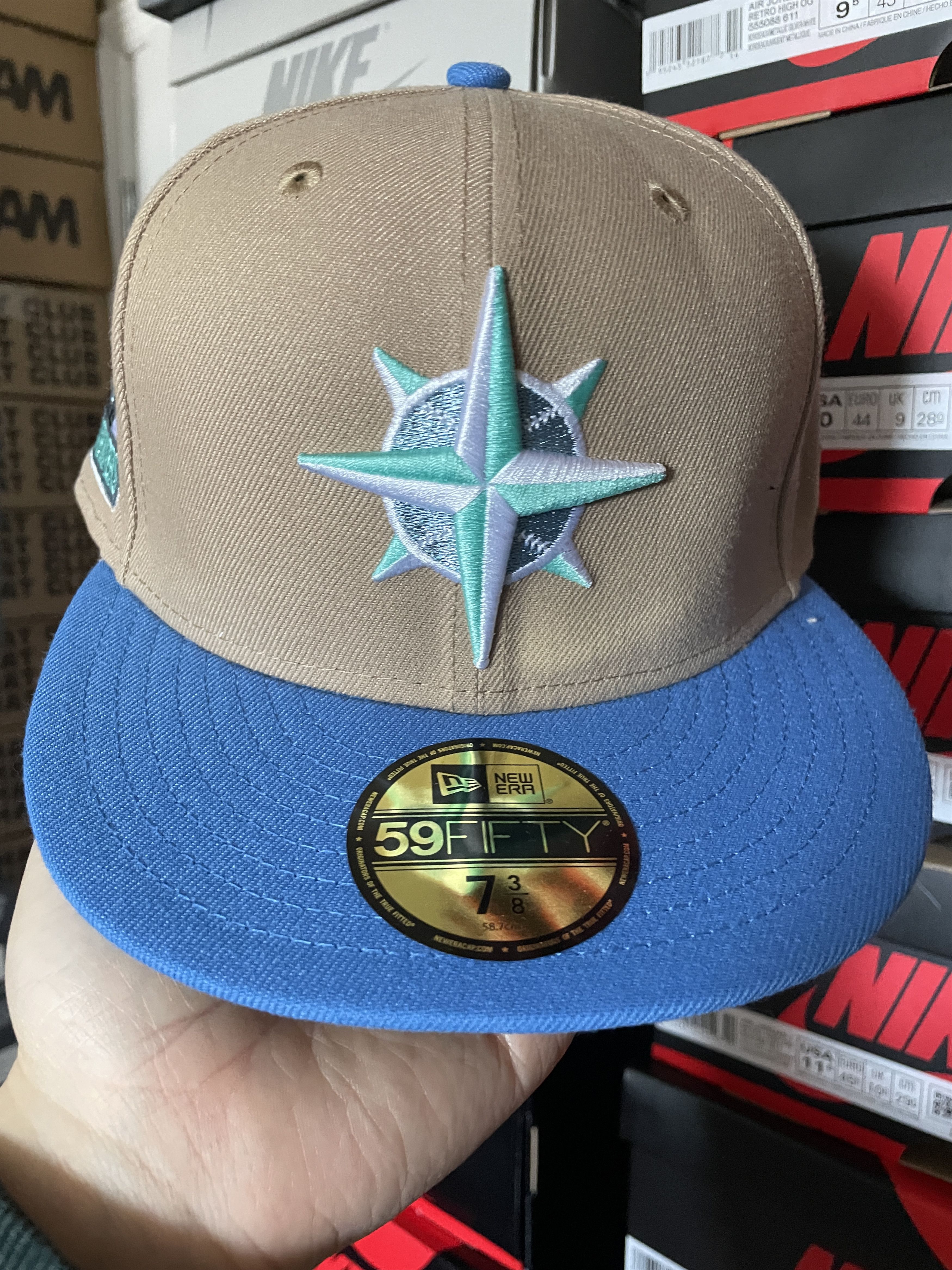 MLB × New Era Tan Khaki Blue Seattle Mariners 7 3/8 Two 2 Tone Iced 30th Size ONE SIZE - 2 Thumbnail