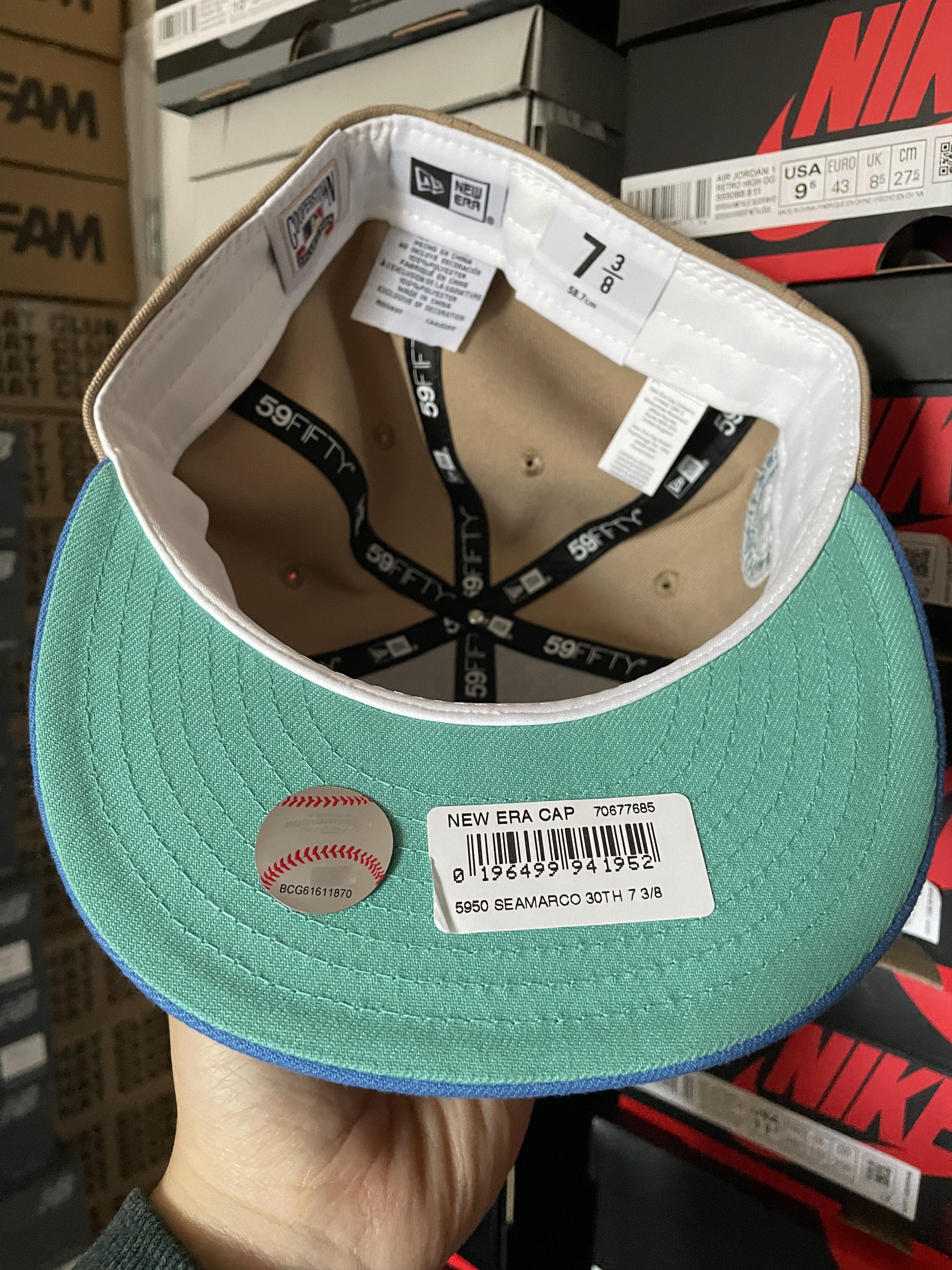 MLB × New Era Tan Khaki Blue Seattle Mariners 7 3/8 Two 2 Tone Iced 30th Size ONE SIZE - 6 Thumbnail