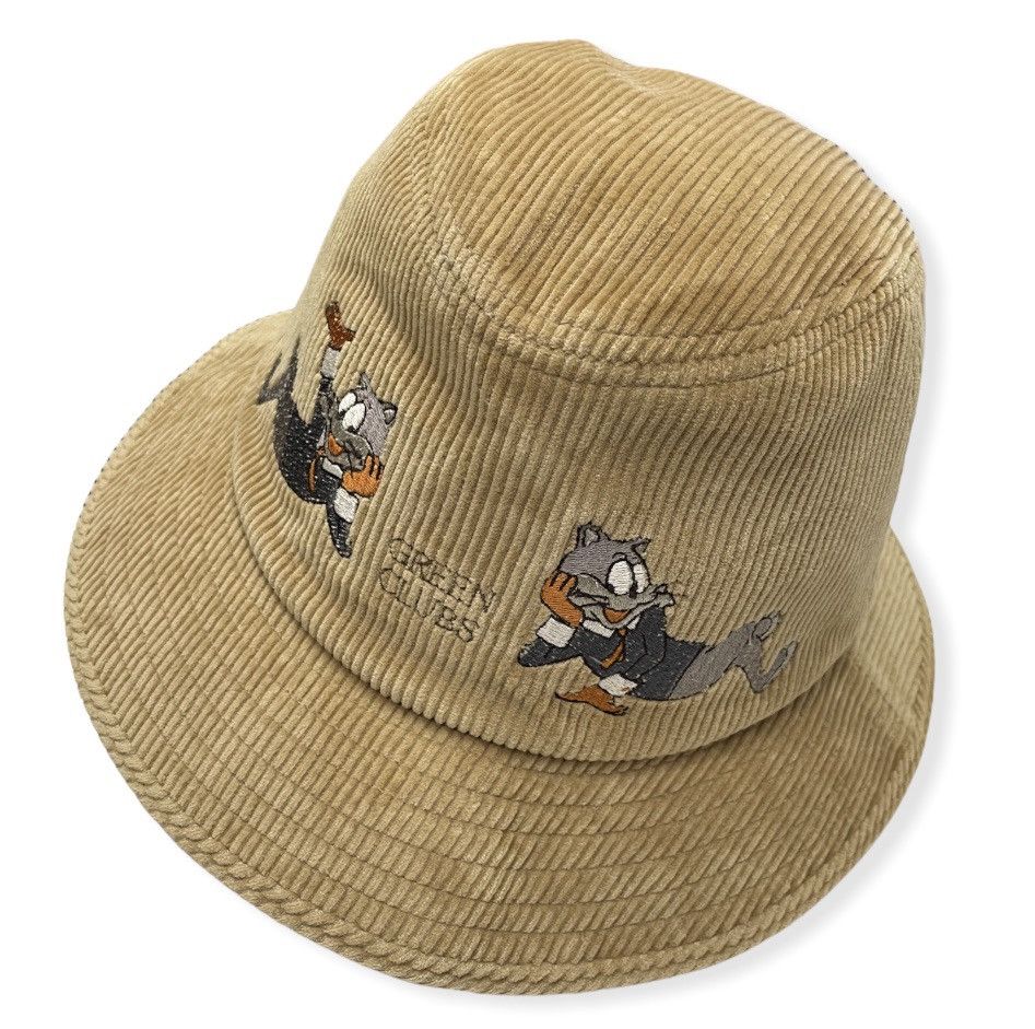 Japanese Brand DOPE🔥Vtg GREEN CLUB Embroidery TOM CAT Corduroy Bucket Hat Size ONE SIZE - 4 Thumbnail
