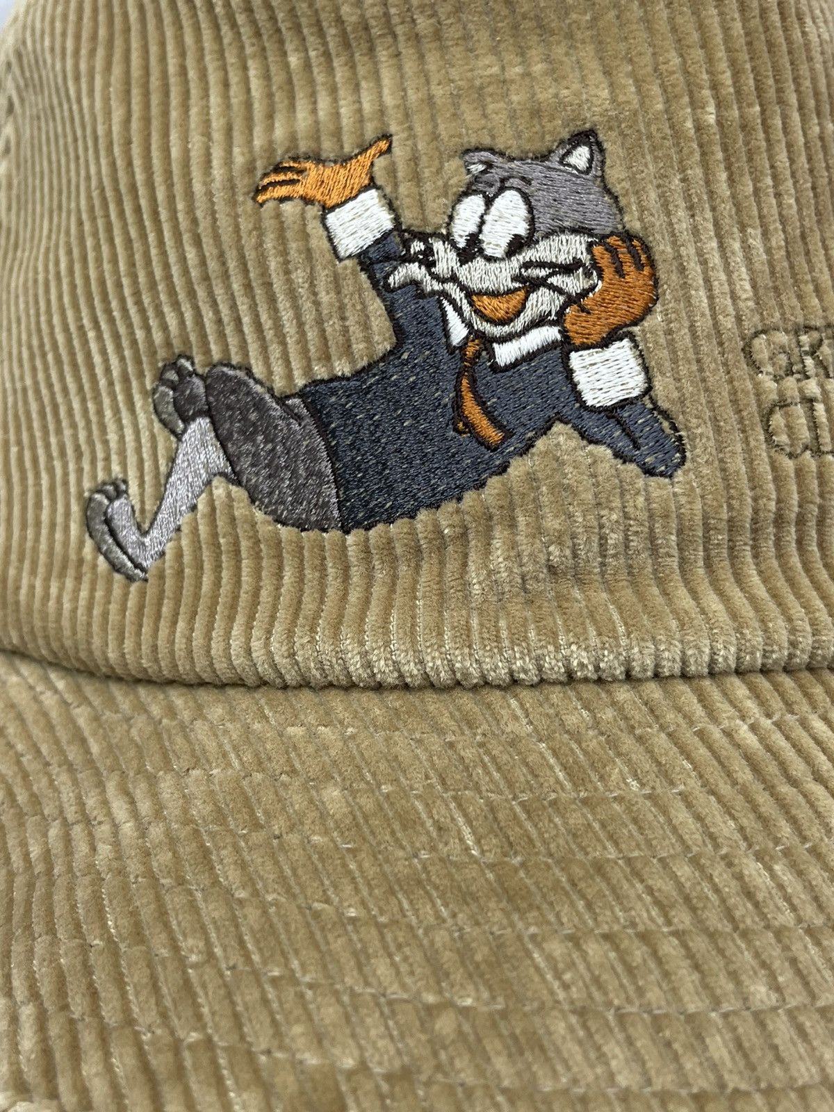 Japanese Brand DOPE🔥Vtg GREEN CLUB Embroidery TOM CAT Corduroy Bucket Hat Size ONE SIZE - 7 Thumbnail