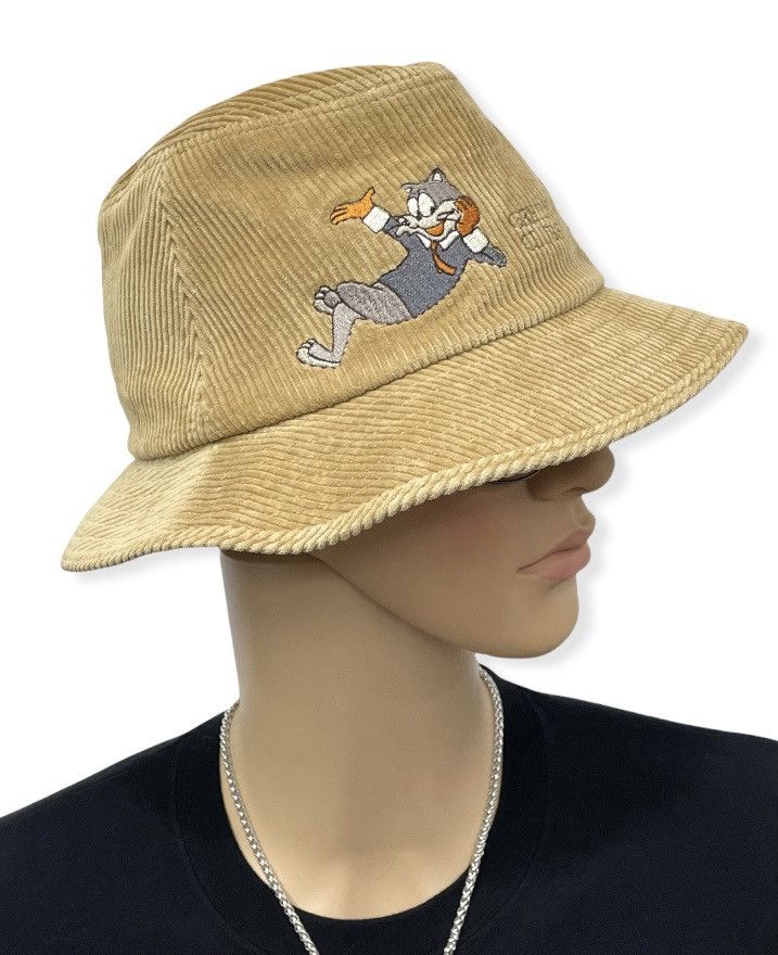 Japanese Brand DOPE🔥Vtg GREEN CLUB Embroidery TOM CAT Corduroy Bucket Hat Size ONE SIZE - 1 Thumbnail