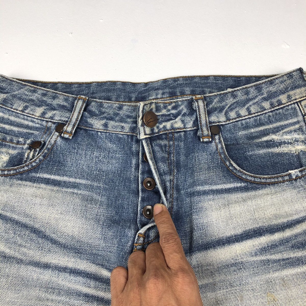 Japanese Brand Vintage Stunning Lure selvedge Jeans nice design Size US 29 - 3 Thumbnail