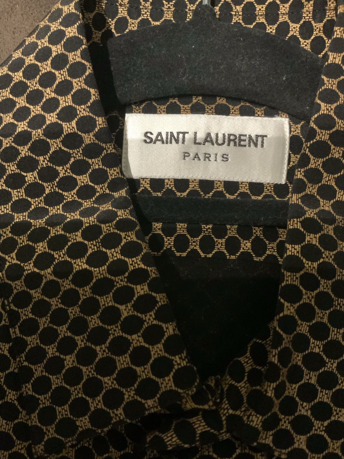 Saint Laurent Paris Silk FW18 Gold and Black Button Up Size US S / EU 44-46 / 1 - 8 Thumbnail